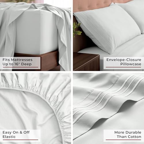 Image of Mellanni King Sheets Set - 4 PC Iconic Collection Bedding | Hotel Luxury, Extra Soft, Cooling Bed Sheets - Wrinkle, Fade, Stain Resistant (King, Ivory)