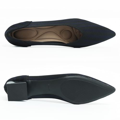 Women’s Chunky Low Block Heels Lightweight Knitted Shoe Slip on Loafers Orthotic Pumps3