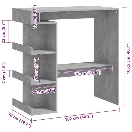 Mesa alta de madera gris hormigón que optimiza el espacio en cocinas estrechas 8
