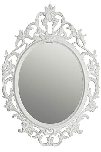 elbmöbel - Espejo de pared (ovalado, 84 x 58 x 4 cm), color blanco