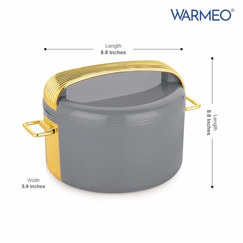 Image of WARMEO Majestic Inner Stainless Steel Casserole 2500ml Grey | PU Insulated | BPA Free | Food Grade | Easy to Carry | Easy to Store | Chapati | Roti | Curd Maker