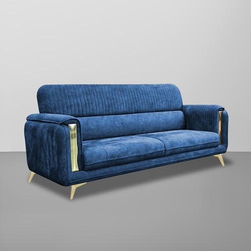 Image of Casaliving Gelio 2 Seater Sofa Set for Living Room Premium Fabric Sofa (Blue)