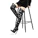 FOGEENA Black Over the Knee Boots for Women Stiletto High Heel Patent Leather Pointed Toe Zipper 4.7 Inch Thigh High Boots Fashion Sexy Dating Party Fall Winter Boots Size 7.5