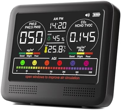16-in-1 Indoor Air Quality Monitor with PM1.0,PM2.5,PM10,CO2,HCHO...
