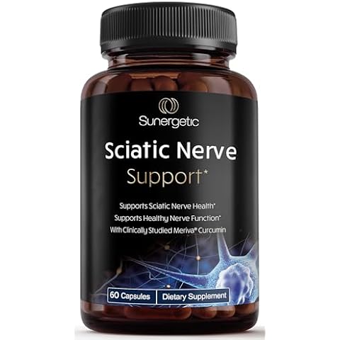 Sunergetic Premium Sciatic Nerve Support Formula - Sciatic Nerve Supplement with Benfotaimine, Alpha Lipoic Acid (ALA) & Meriva Turmeric - Supports Sciatic Nerve Health & Joint Comfort - 60 Capsules Cover