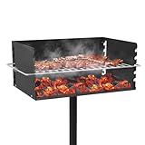 Toriexon Park Style Charcoal Grill, Heavy Duty In Ground Park Grill with Stainless Steel Cooking Grate and Cover for Commercial and Outdoor Cooking 25.5'' L x 17'' W x 11'' H