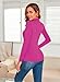 XSRYT Ladies Mock Turtleneck Shirts Basic Slim Fitted Underscrub Lightweight Casual Soft Stretchy Thermal Pullover Underwear Rose Red Small