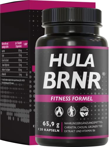 BRNR HULA BRNR - Fitness Formel, Stoffwechsel Matrix durch Vitamin B6 und Cholin, mit L-Carnitin und Grüner Tee Extrakt, Hula Hoop Reifen Erwachsene Ergänzung, 120 Kapseln