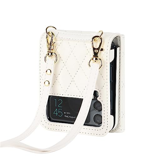 Sac téléphone en cuir blanc avec bandoulière pour Samsung Galaxy Z Flip 4 et 3