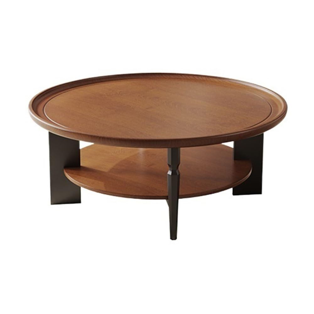 ZTHYSHOZ Side Table Round Wooden Coffee Table with Lower Shelf Mid-Century Modern Living Room