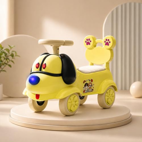 Image of Scooby Ride on Cars for Kids | Portable Baby Push Ride-ons with Music & Toy Storage | Indoor Kids Car with Lights & Safety Backrest | Outdoor Rider Cars for Kid 1 to 3 Years (Yellow)