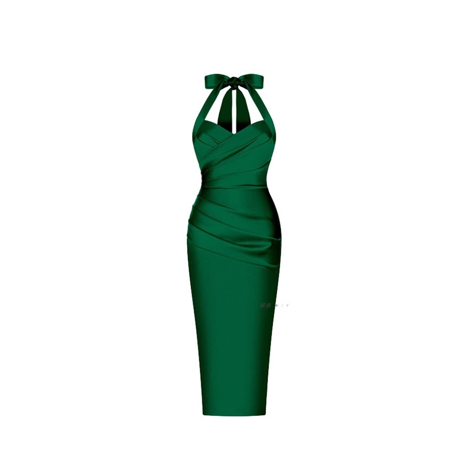 GIFTZU Women's Wrap Up Dress, Elegant Sexy Hot Curve Bodycon Party Night Dresses Summer Green Color Robes Fit (Size : S)