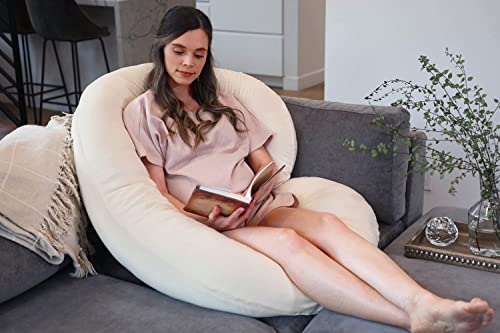 Image of Safe Multifunctional Microfiber U Shaped Pregnancy Pillow /Maternity Pillow. (Beige-C-2)