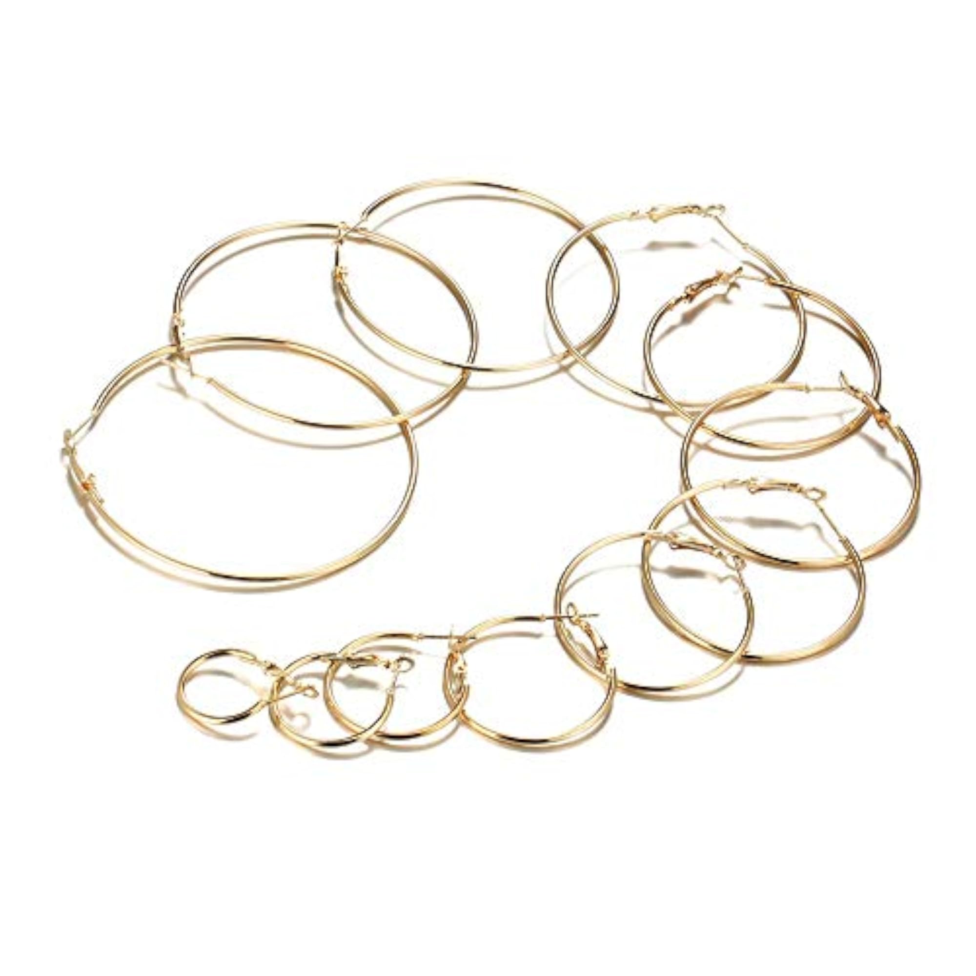 Steampunk Brass Hoop Earrings Set of 12 Pairs - Small to Big