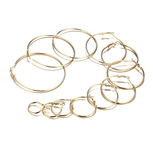 Steampunk Brass Hoop Earrings Set of 12 Pairs - Small to Big