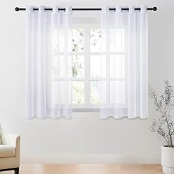 Tramas Cortinas Dormitorio Matrimonio CUTEWIND 2 Unidades Cortinas Salon Visillos Translucidas de Dormitorio Matrimonio con Ojales Cortina Corta Decorativa para Ventana Comedor Cocina Habitacion Sala Cuarto 140 x 145 cm Blanco