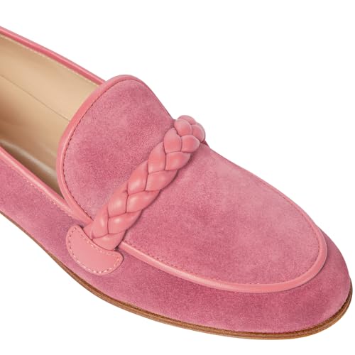 Image of MOOMMO Women Comfortable Suede Loafer Flats Round Closed Toe Slip On Penny Loafers Knitted Strap Oxford Loafer Shoes for Office Ladies Work Daily Casual Club Driver Flats Spring Elegant 4-11 M US