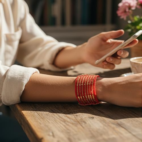 Image of Touchstone Indian Colorful Bead Bracelet Bollywood Beaten Metal Beads Openable Broad Cuff Bracelet in Gold or White Tone for Women.