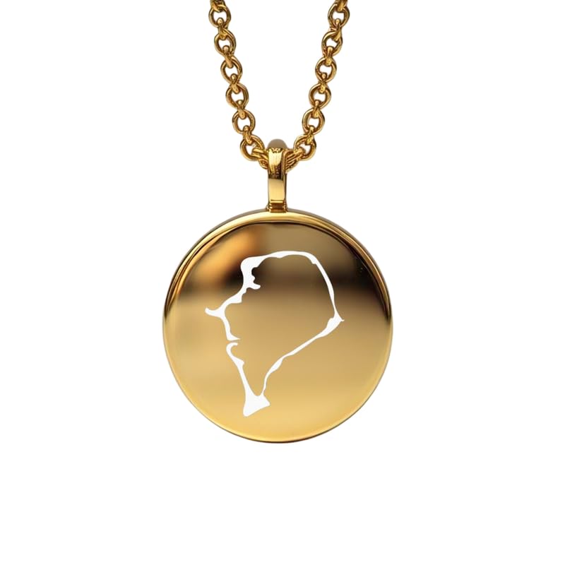 Pendentif carte des Tuvalu en argent sterling plaqué or 14 carats, forme ronde de 24 mm et épaisseur de 1,5 mm, breloque Terre, bijou de voyage délicat | Médaillon gravé Aventure | LKB_MAP_584