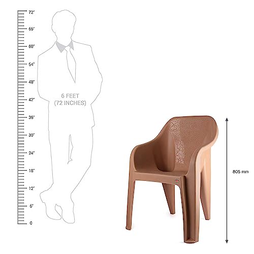Image of Cello Dynamo Chair - Dark Beige | Strong and Durable | Easy to Clean | Chair for Living Room, Bed Room, Kitchen, Office Room, Outdoor | 3 Years Warranty