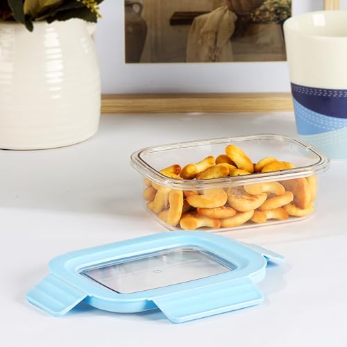 Image of CELLO Stylelock Pet Storage Container for Kitchen 620 ml Baby Blue | Freezer & Fridge Safe Stackable Airtight Kitchen Storage Container Jar Box Set for Biscuits Bread Coffee Fruits Pasta Flour Spices