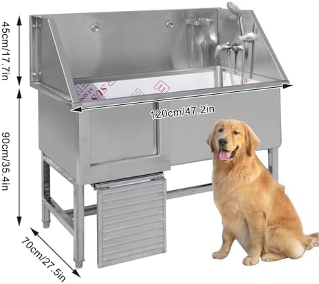 Dog Grooming Bathtub - Professional Stainless Steel Home Cleaning Station, Ideal Solution for pet Dog Grooming and Bathing, Durable and Easy to Clean