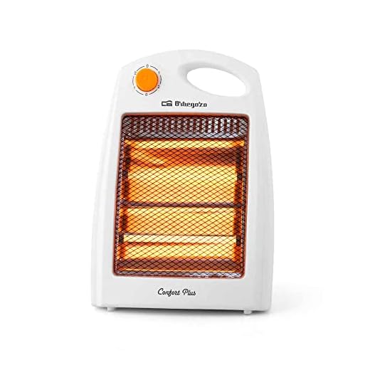 Orbegozo BP 5007 – Estufa de cuarzo con 2 niveles de potencia, 400 W y 800 W, diseño en color blanco, tamaño compacto