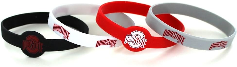 NCAA Ohio State Buckeyes Silicone Bracelets, 4-Pack