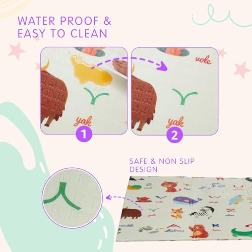 Image of Baby Play Mat, Crawling Mat, XPE Foam, Double-Sided, Flatbar, Waterproof, Extra Size, Carpet Baby Mat, Non-Slip, 150 x 180 cm- Non-Slip Crawl Floor Mat