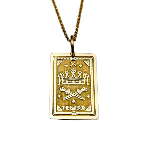 Tarot Emperador en plata de ley 925 y oro, un colgante rectangular premium de LKBEADS