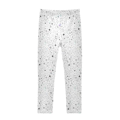 KLL Sliver Glitter Texture Silver Sparkle Toddler Girls' Legging Comfortable Full Length Dance Pants Exercise