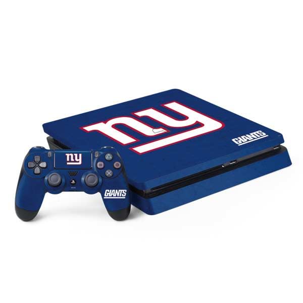Skinit Decal Gaming Skin Compatible with PS4 Slim Bundle - Officially Licensed NFL New York Giants Distressed Design