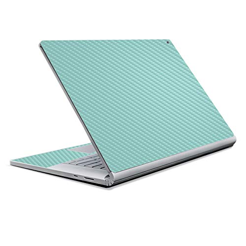 Image of MightySkins Carbon Fiber Skin for Microsoft Surface Book 2 13 inch (2017) - Solid Seafoam,Protective, Durable Textured Carbon Fiber Finish,Easy to Apply, Remove, and Change Styles,