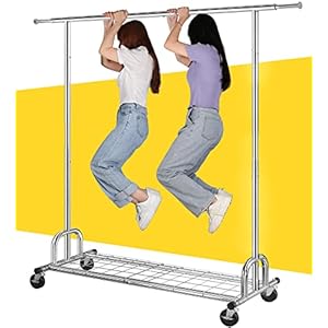 Raybee Clothes Rack, Heavy Duty For Clothing Load 460LBS, Commercial Grament Rolling for Hanging, Collapsible ＆ Portable with Wheels