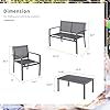 Shintenchi 4 Pieces Patio Furniture Set All Weather Textile Fabric Outdoor Conversation Set, with Glass Coffee Table, Loveseat, 2 Single Chairs for Home, Garden, Lawn, Porch(Gray) #5