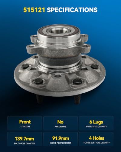 Image of PHILTOP 515121 x2 4WD Front Wheel Bearing Hub Assembly for Chevy Colorado