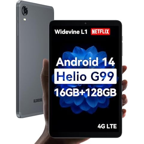 ALLDOCUBE Android 14 Tablet, 8.4 inch Helio G99 iPlay60 Mini Pro Tablet, 16GB RAM 128GB ROM 512GB Expandable, FHD 1920x1200 Display, Widevine L1, 6050mAh, 5MP/13MP Camera, 4G LTE Bluetooth 5.2 Cover
