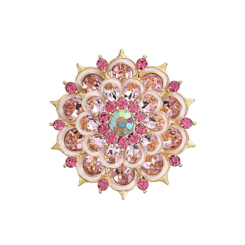 Image of Vintage Crystal Rhinestone Flower Brooch Pins for Women Fashion Snowflake Sunflower Brooches for Dress Suit Hat Accessories broach Jewelry