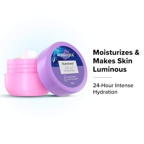 Image of Aqualogica Illuminate + Hydra Gel Moisturizer with Wild Berries & Alpha Arbutin - 20g 24 Hour Intense Hydration | Water-Like Gel Texture | Non-Sticky & Quick Absorbing for Luminous Skin | Suits Oily to Combination Skin I Men & Women