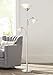 Jordan Modern Torchiere Floor Lamp 3-Light Tree Brushed Steel Alabaster Glass Shades for Living Room Reading Bedroom Office - 360 Lighting