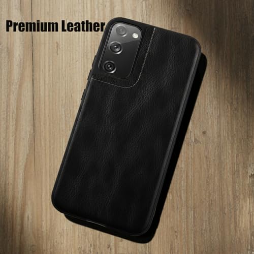 Image of Leather Case for Samsung Galaxy Note 20 Premium Protective Stylish Slim Cover with Shockproof Raised Edges Black
