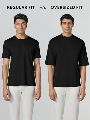 Image of XYXX Drift Oversized Tshirt for Men | 100% Combed Cotton | Solid Roundneck Drop Shoulders Half-Sleeve T Shirt