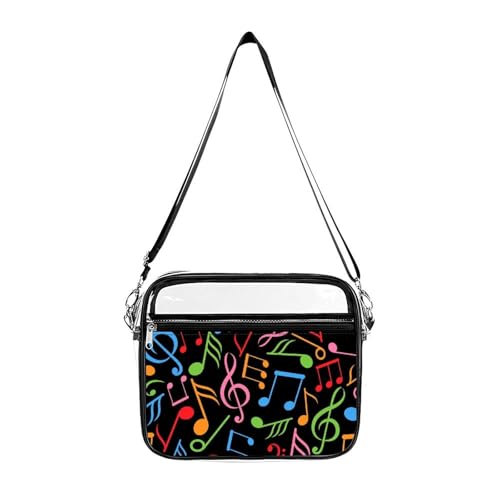 Music Notes Large Crossbody Bag Clear Stadium Bag Anti-Theft Side Shoulder Bags Messenger Bag with 2 Compartments