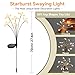 Solar Garden Lights 2 Pack Waterproof Solar Swaying Starburst Light Outdoor Lights for Yard Patio Walkway Pathway Party Wedding Christmas Decoration, Warm White