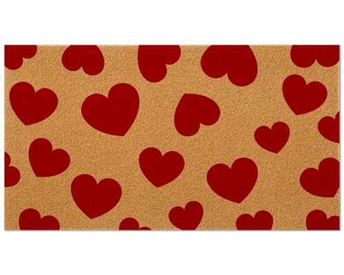 QOUBAI Valentine's Day Coir Door Mat Red Love...