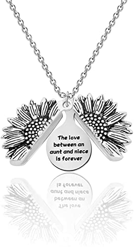 WUSUANED Aunt And Niece Gift The Love Between An Aunt And Niece Is Forever Necklace Sun Flower Pendant Necklace Relationship Jewelry