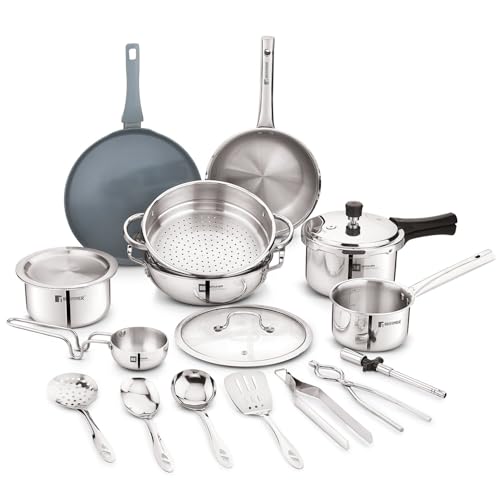 Image of Bergner 17 Pcs Triply Cookware Gifting Set, Consumes Less Oil, Healthy Cooking, Complete Kitchen Set, Even Heat Distribution, Gift Set for Marriage /Anniversary /Housewarming - Induction Bottom
