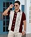 KYKU Button Down Vintage Shirts for Men Bowling Apparel 50s Mens Fashion Short Sleeve Wine Red S