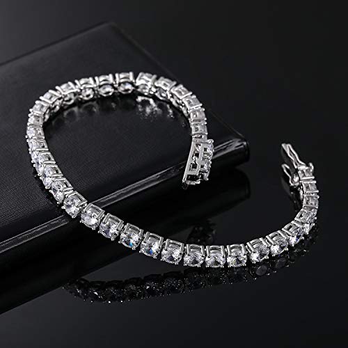 Mdfun 18K White Gold Plated Cz Tennis Bracelet, 4Mm Cubic Zirconia Charm Bracelet For Women Men thumb #1