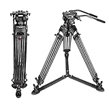 MagicLine 68.7 inch Heavy Duty Aluminum Video Camera Tripod with Fluid Head, 2 Pan Bar Handles,...